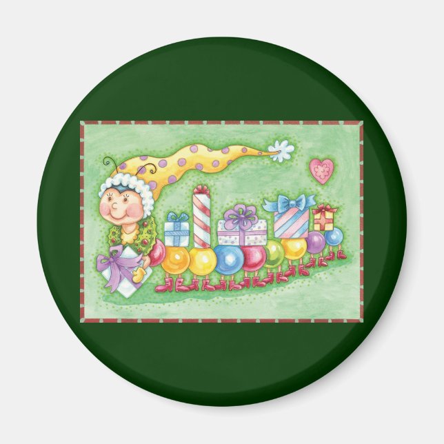 Aimant Joli train de Noël en forme de chenille avec des c (Devant)