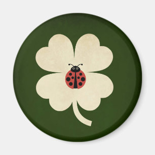 Aimant Joli Vert Lucky Shamrock Ladybug