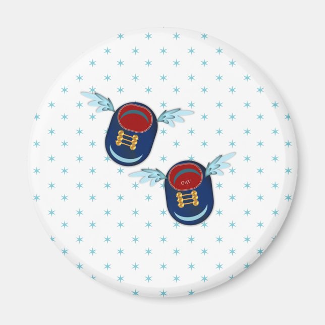 Aimant Jolie aileron petites chaussures en bleu & rouge (Devant)