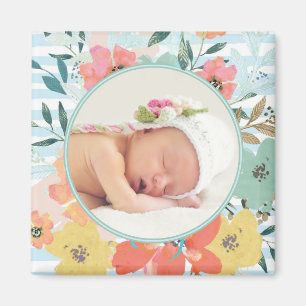 Aimant Jolie aquarelle Floral Photo personnalisée