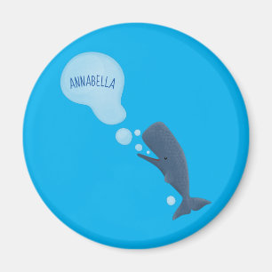 Aimant Jolie baleine à sperme soufflant bulles dessin
