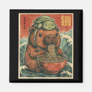 Aimant Jolie Capybara Et Turtle Sac À Dos Ramen Kawaii Ca