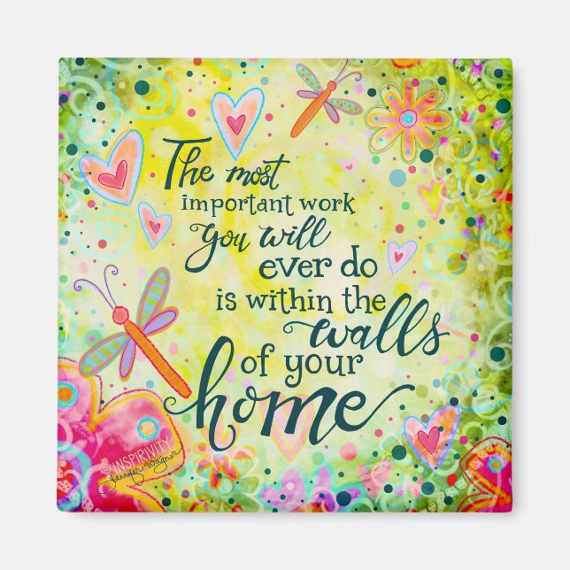 Aimant Jolie Citation Florale Inspirationnelle Dragonfly  (Devant)