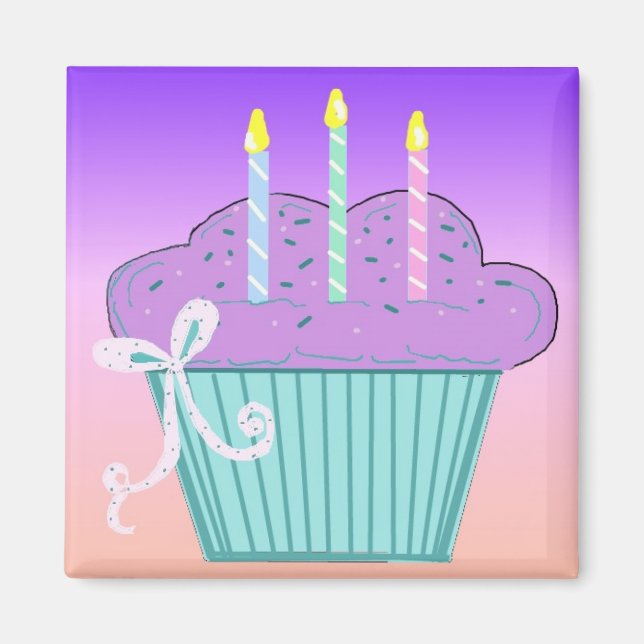 Aimant Jolie conception Cupcake d'anniversaire (Devant)