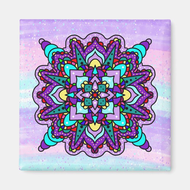 Aimant Jolie couleur violet Mandala Mystique (Devant)