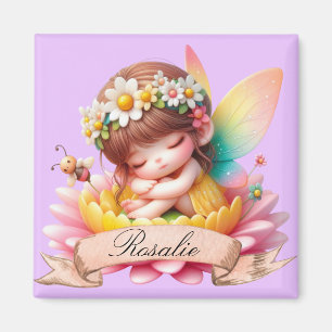 Aimant Jolie Fantaisiste Florale Douce Rêve Fée Endormie