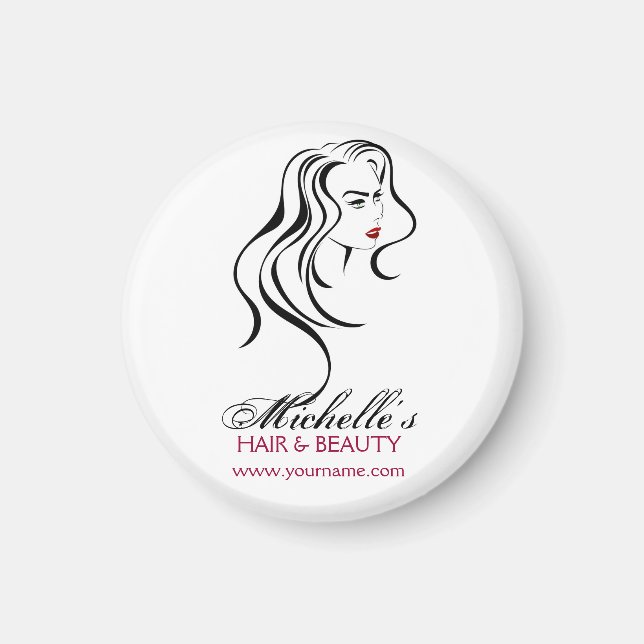 Aimant Jolie fille aux cheveux ondulés et Icône maquillag (Devant)