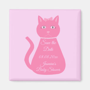 Aimant Jolie Fille Bébé Chat Rose Personnalisé Baby Showe