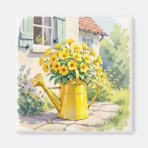 Jolie Fleurs Jaunes dans la canne d'arrosage