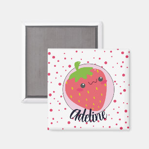 Aimant Jolie fraise à pois personnalisée