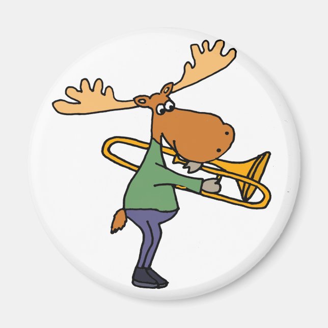Aimant Jolie Moose Drôle Jouer Art Trombone (Devant)
