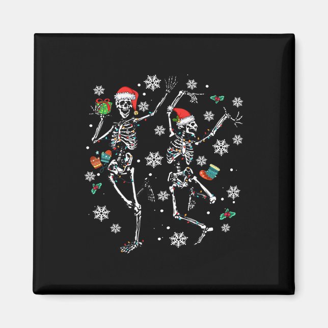 Aimant Jolie Noël Squelette Danser Noël 2024 Hommes Femme (Devant)