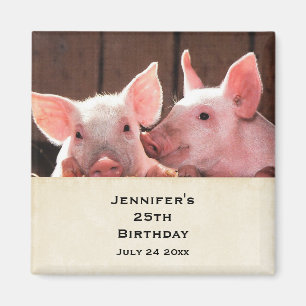 Aimant Jolie rose Piglets photo animal Anniversaire
