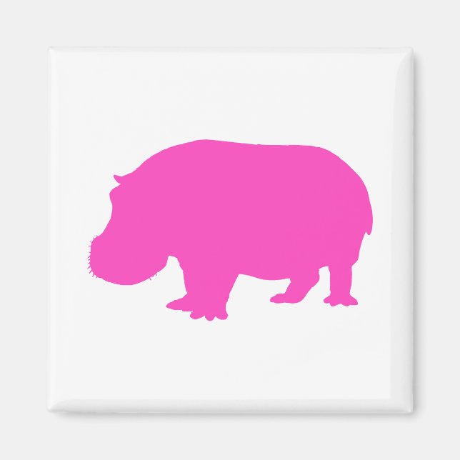Aimant Jolie silhouette d'hippo rose (Devant)