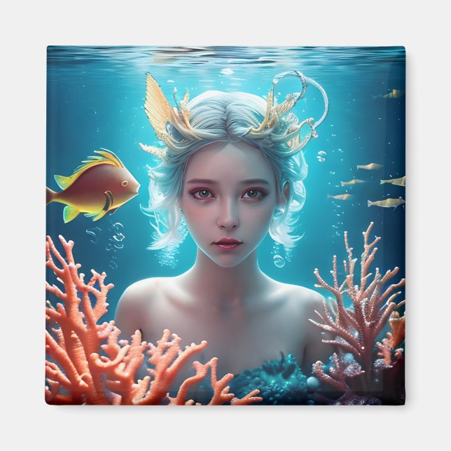 Aimant Jolie Sirène Sous L'Eau (Devant)