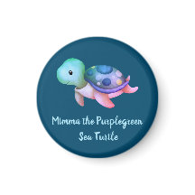Jolie Tortue de Mer Mimma Aquarelle Rose Violet Ve
