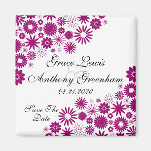 Aimant Jolies Florales Foncé Fuchsia Sauvez L'Aimant Date