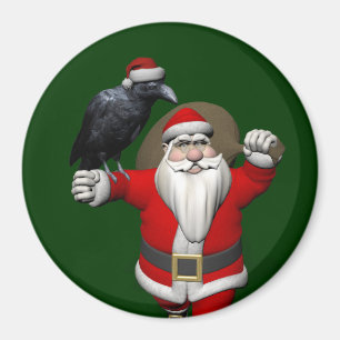 Aimant Jolly Santa Claus aime les ravens noirs