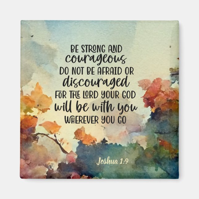 Aimant Joshua 1:9 Soyez fort et courageux aquarelle (Devant)