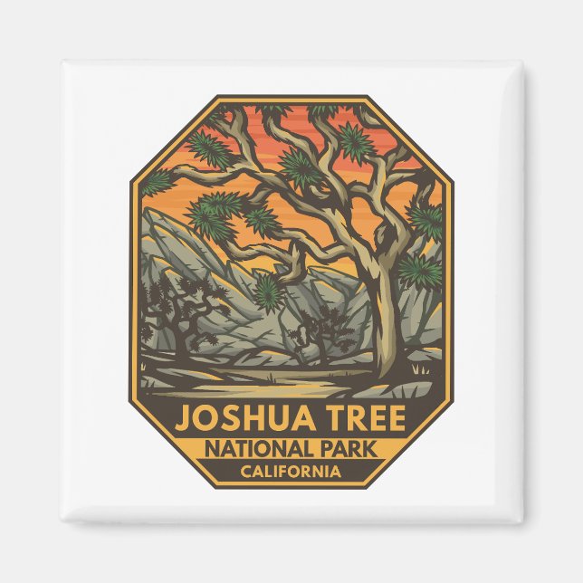 Aimant Joshua Tree National Park Sunset Retro Emblem (Devant)