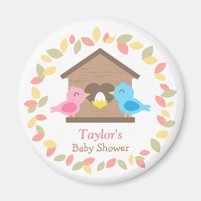 Aimant Jote Birdhouse Feuilles Wreath Bird Baby shower (Devant)