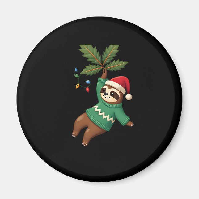 Aimant Jote Noël Sloth Santa Chapeau Sloth - Arbre L (Devant)