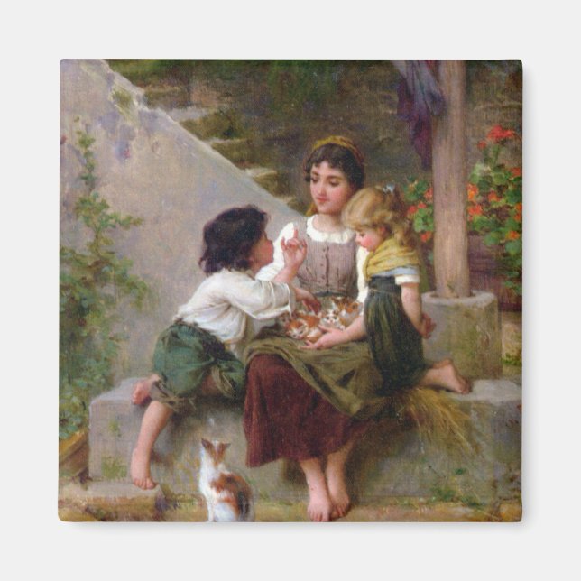 Aimant Jouer avec des chatons (Devant)