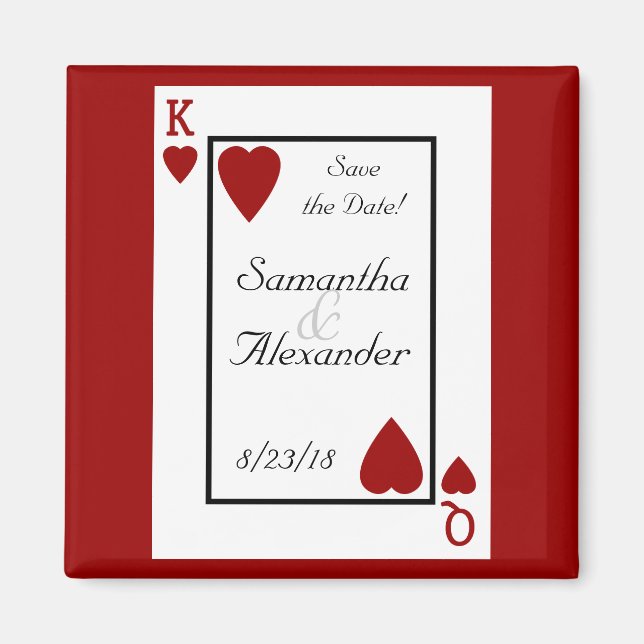 Aimant Jouer Carte King/Queen Enregistrer l'aimant Date (Devant)