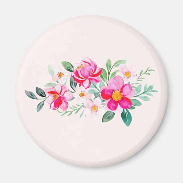 Aimant Jouer Joli Bouquet de Fleur Rose (Devant)