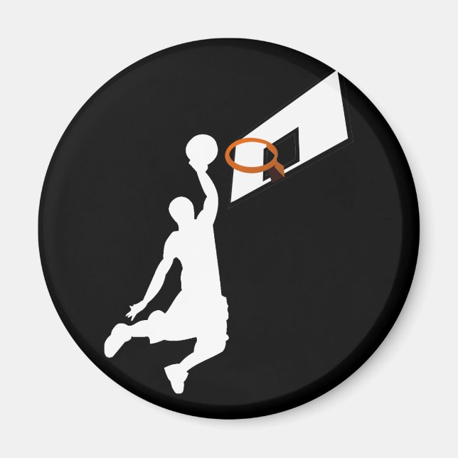 Aimant Joueur de basketball Slam Dunk - Silhouette blanch (Devant)