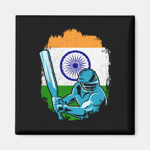 Aimant Joueur de cricket indien Drapeau indien Fan de cri