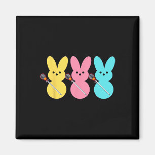 Aimant Joueur de crosse mignon lapin enfants garçons Pâqu