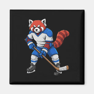 Aimant Joueur de hockey sur glace Panda roux Sport Animal