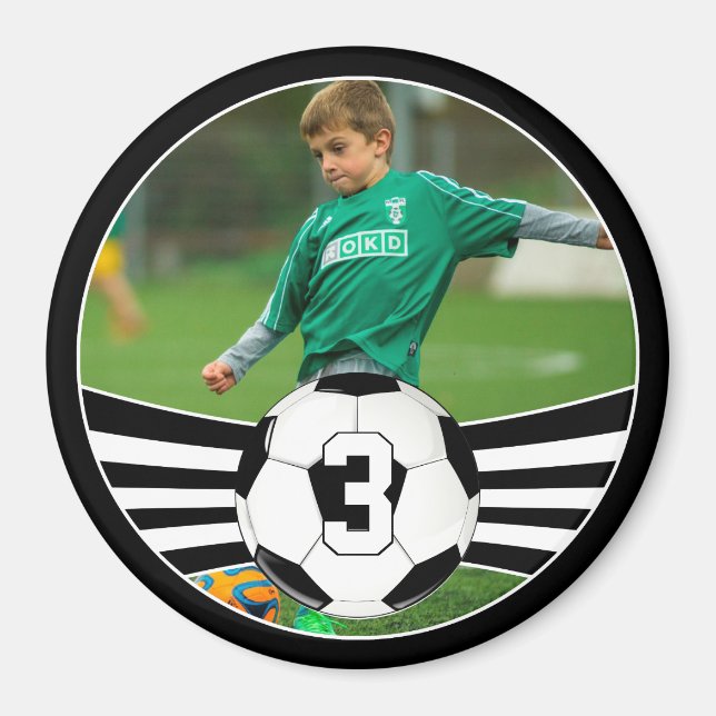 Aimant Joueur de soccer personnalisé photo et nombre Jers (Devant)