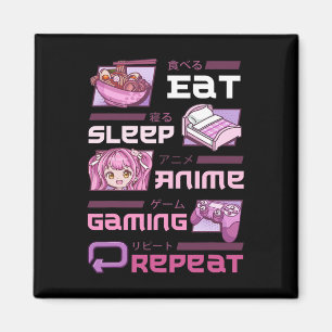 Aimant Joueur Jeux vidéo Drôle Manger Dormir Anime Jeux