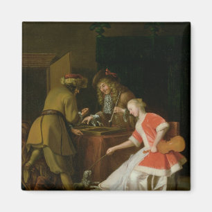 Aimant Joueurs de Tric-trac avec Madame et son chien