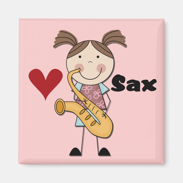 Aimant Joueuse de saxophone féminine Tshirts et cadeaux (Devant)
