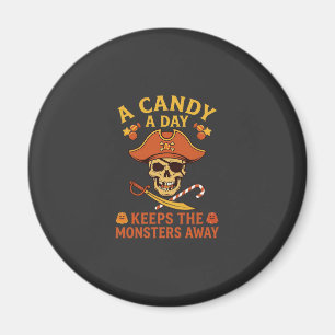Aimant Jour de bonbons Halloween Pirate Crâne Canne