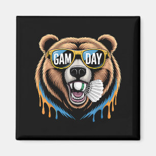Aimant Jour de jeu de badminton ours drôle de badminton a