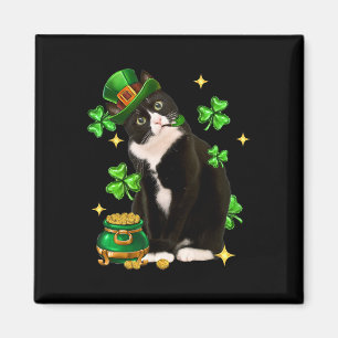 Aimant Jour de la Saint-Patrick Chat Irlandais Tuxedo Mig