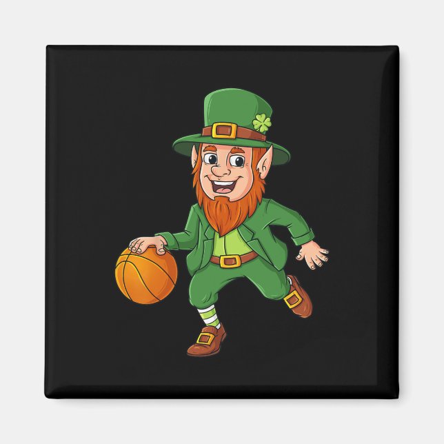 Aimant Jour de la Saint Patrick Leprechaun Basket Lucky B (Devant)
