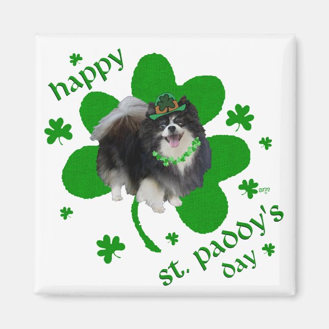 Aimant Jour de la Saint Patrick noir de Poméranie (Devant)