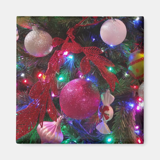 Aimant Jour de Noël multicolore Arbre coloré (Devant)