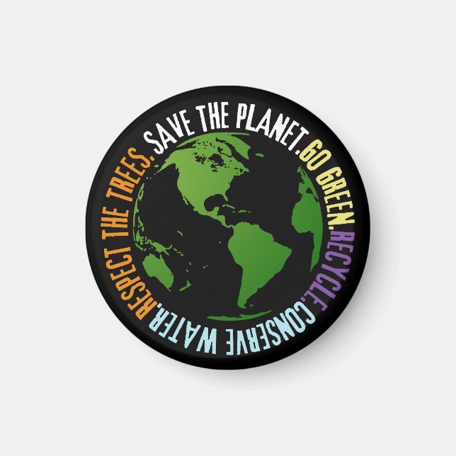 Aimant Jour des terres Sauvez la planète Devenez écolo (Devant)