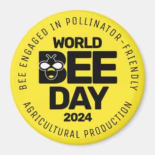 Aimant Jour mondial de l'abeille Pollinateur noir jaune