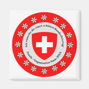 Aimant Jour national suisse Drapeau Edelweiss
