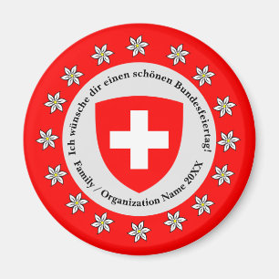 Aimant Jour national suisse Drapeau Edelweiss