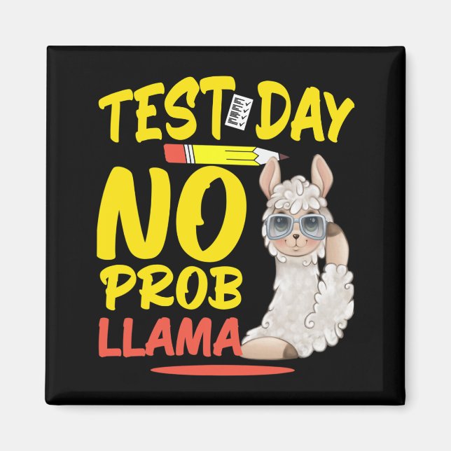Aimant Jour No Prob-llama Llama Enseignant &amp; Test étu (Devant)
