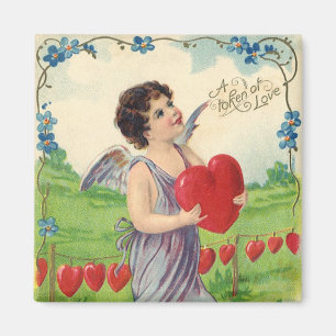 Aimant Jour vintage des Valentines, Ange victorien avec c