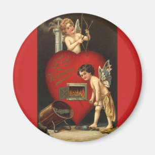 Aimant Jour vintage des Valentines Cupide, Anges brûlant 